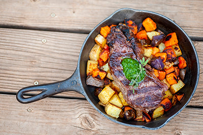 New York Steaks with Garden Chimichurri